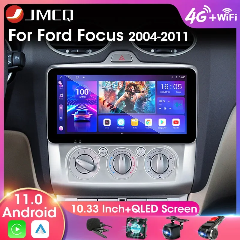 

Мультимедийная магнитола JMCQ для Ford Focus 2, 3, Mk2, MK3, 10,33-2004 дюйма, 2DIN