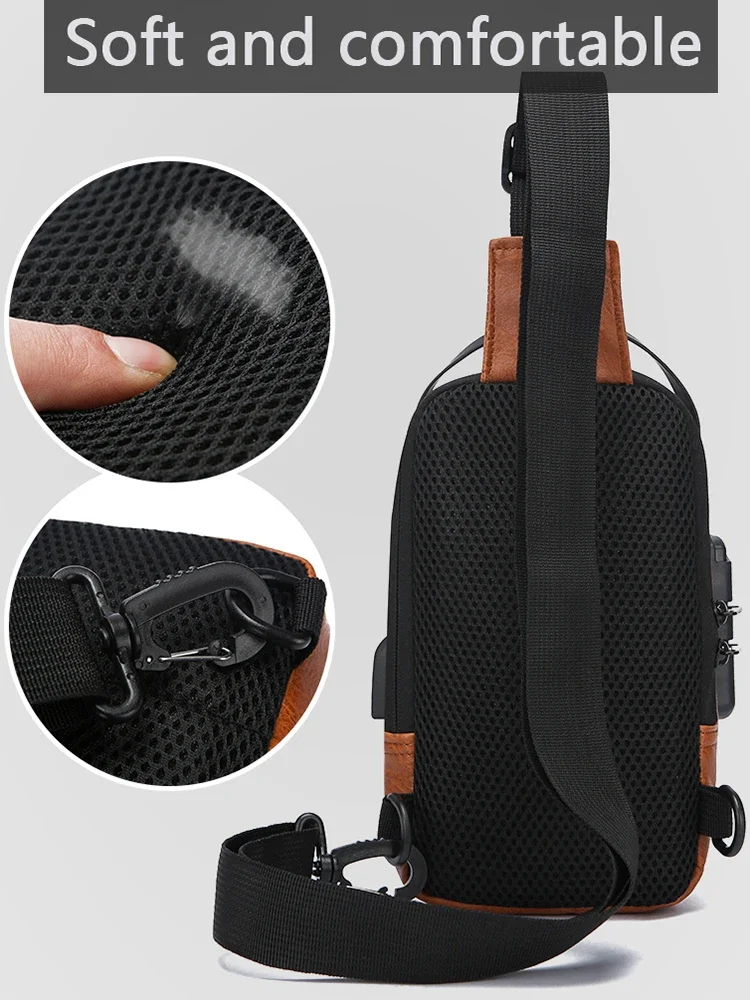 Men's Multifunction Anti-theft USB Chest Bag, Sling Shoulder Bag, Password Lock Crossbody Bag Suitable for Cycling image 5