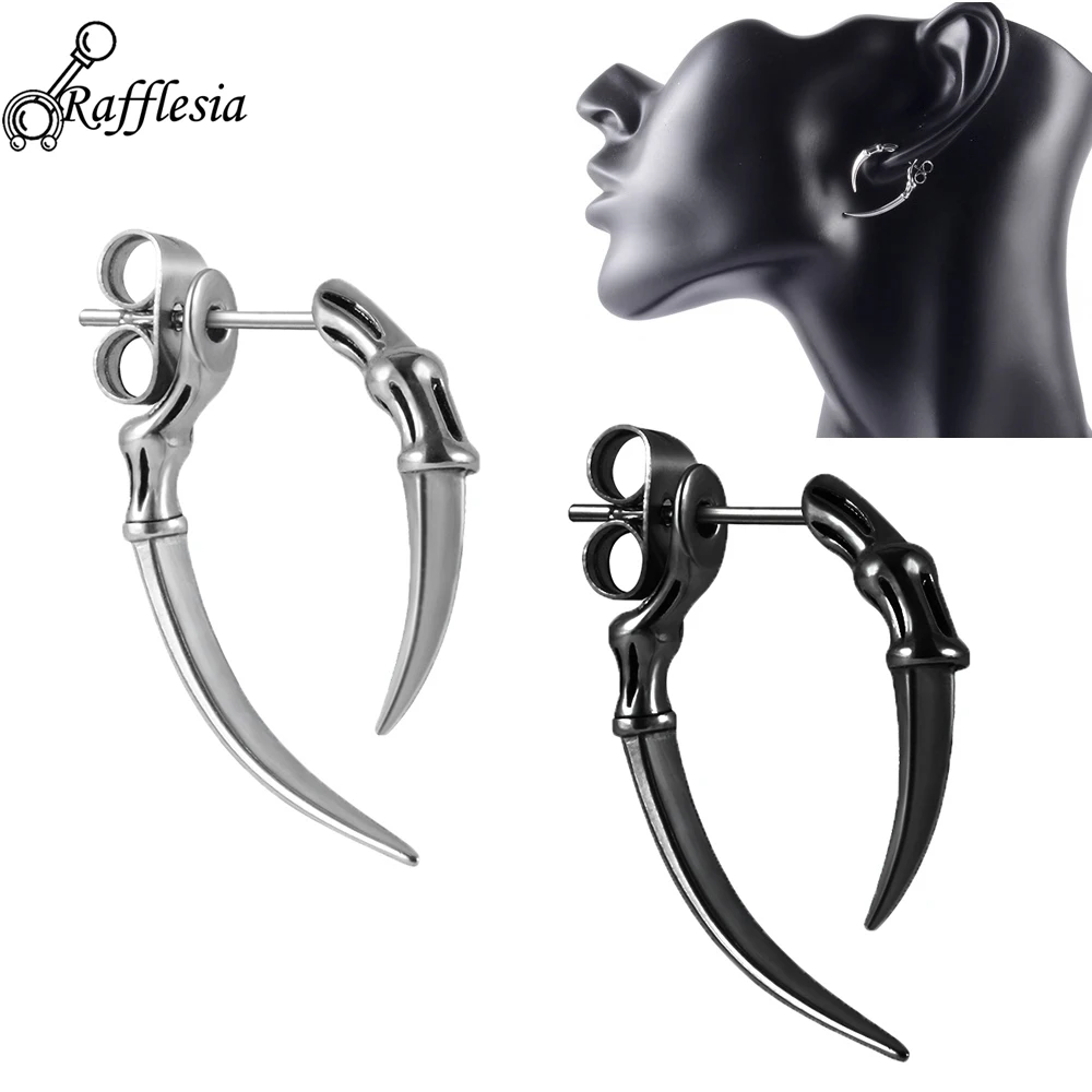 Rafflesia 1-مقابس جراحية من الفولاذ مقابس الفراشة مرصعة بالأذن على طراز الشرير أقراط زنمة سوداء مطلية بالفولاذ مجوهرات ثقب الجسم