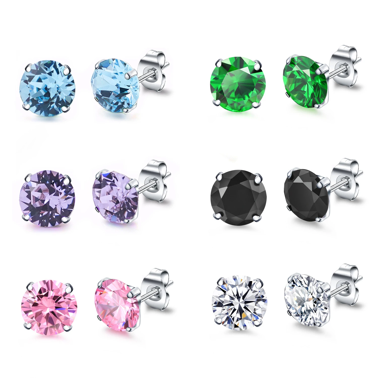 Pendientes clásicos de acero de titanio para mujeres y hombres, cristal auténtico de Austria, Piercing corporal integrado de cuatro garras, joyería para parejas
