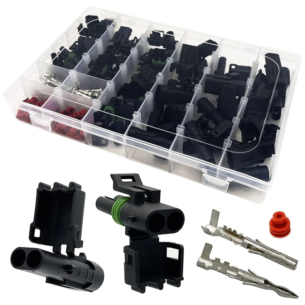 

10 Kits 2 Pin Automotive Connectors Kit Waterproof Car Electrical Connectors 2 Wire Connector Terminals Harness Plugs 18-14 AWG