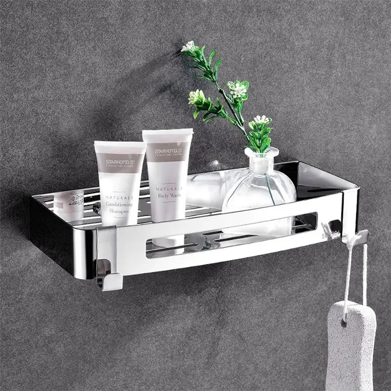 Stainless Steel Bathroom Shelves Corner Shelf Organizer Kitchen Sucker Wall Mounted Storage Corner Rack Bathroom Accessories