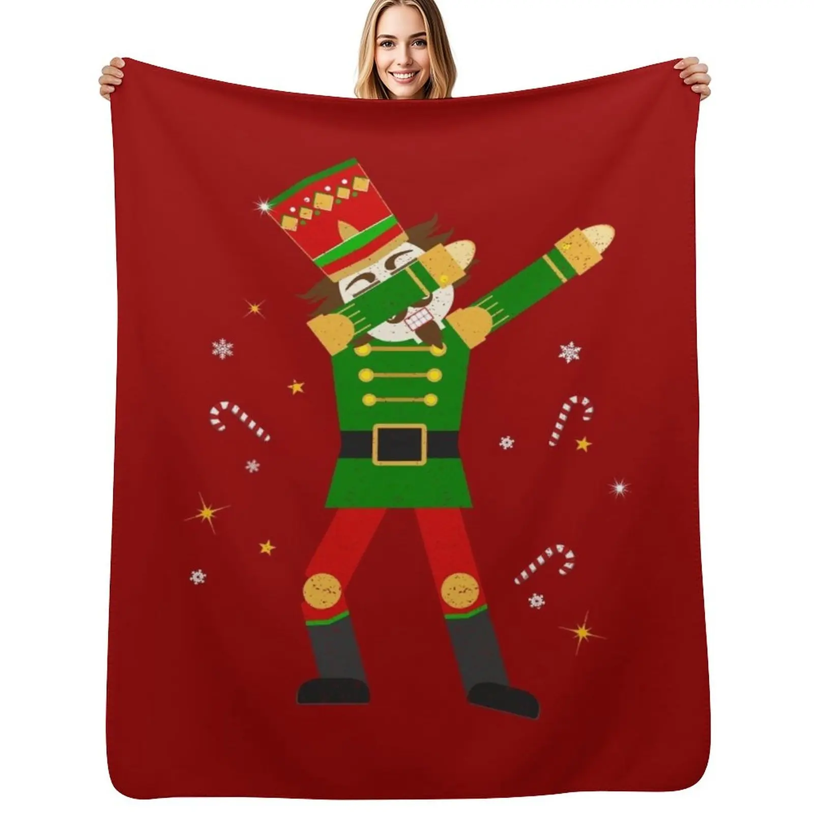 Nutcracker Dabbing Candy Canes Christmas Dab Funny Christmas Holiday Gift Throw Blanket Plaid Sofa Soft Plaid Blankets