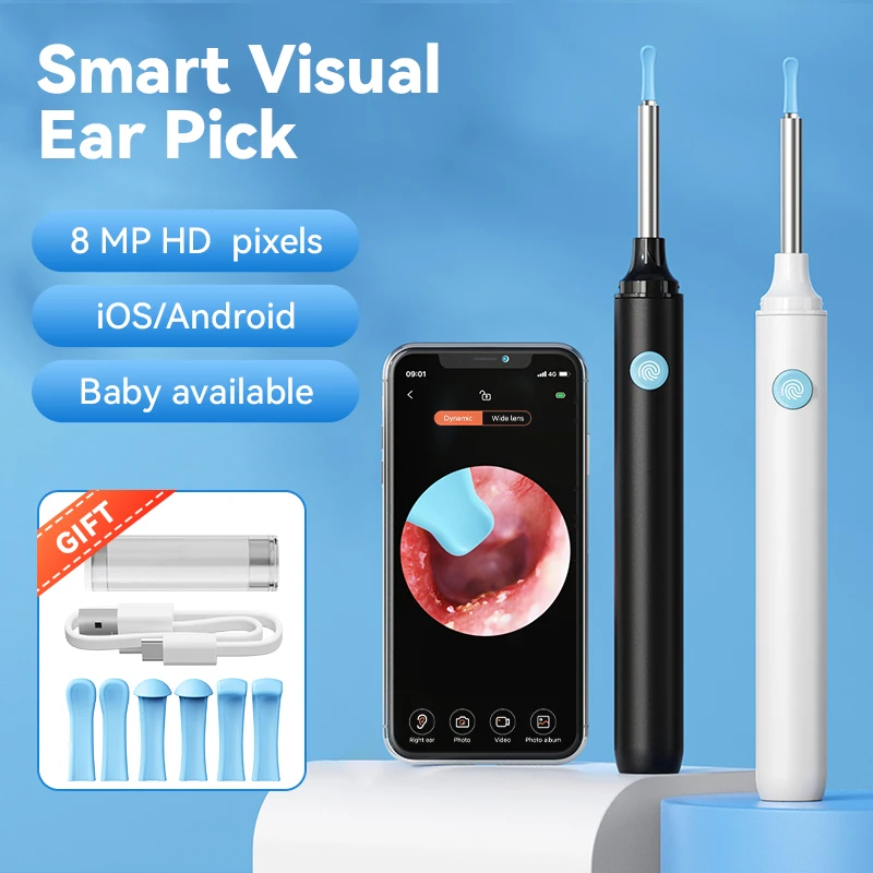 Smart Ear Wax Cleaner with Camera 3.5mm Earpick Otoscope  Visual Ear Camera Health Care Ear Cleaner for iPhone, iPad, Android