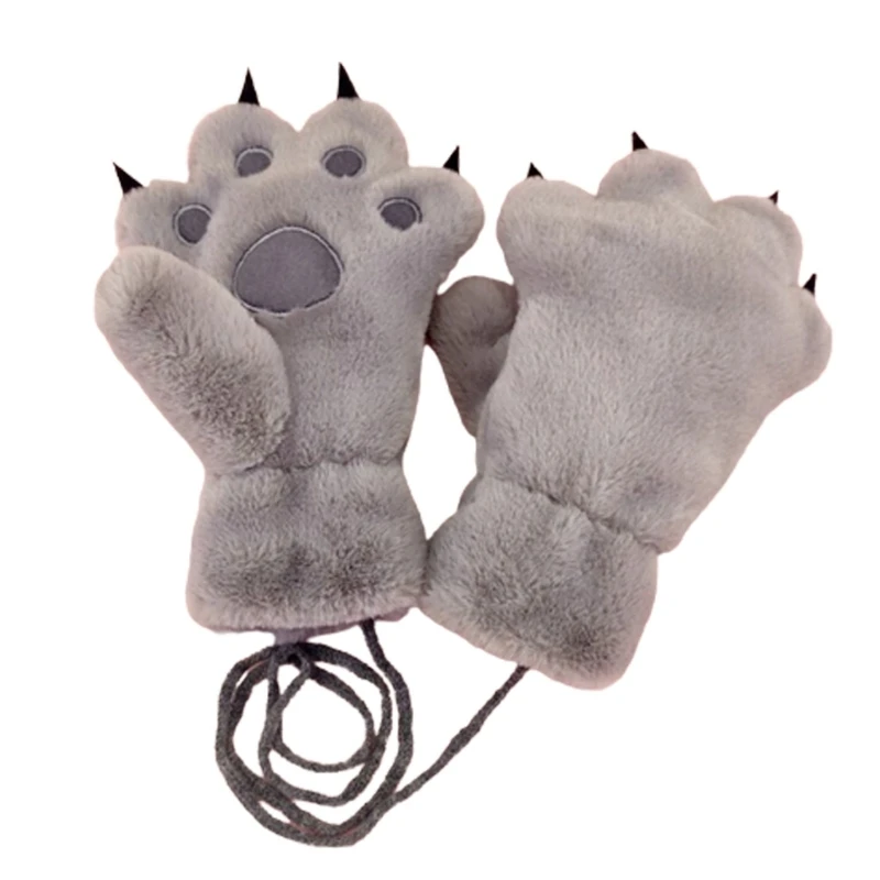 Y1UB Warm Kids Winter Gloves with Animal Paws Soft and Comfortable Children Winter Gloves with Thick Fleece Lining