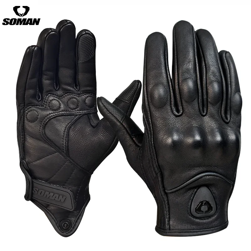 SOMAN Motocycele Gloves Leather Men Women Guantes Moto Waterproof Motorbike Motorcross Winter Gloves Touchscreen ATV Motor Glove