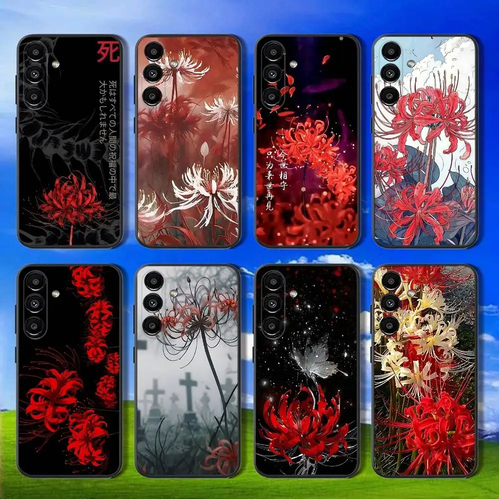 

Red Spider Lily Flower of Hell Phone Case For Samsung Galaxy A13,A21s,A22,A31,A32,A52,A53,A71,A80,Soft Black Shell