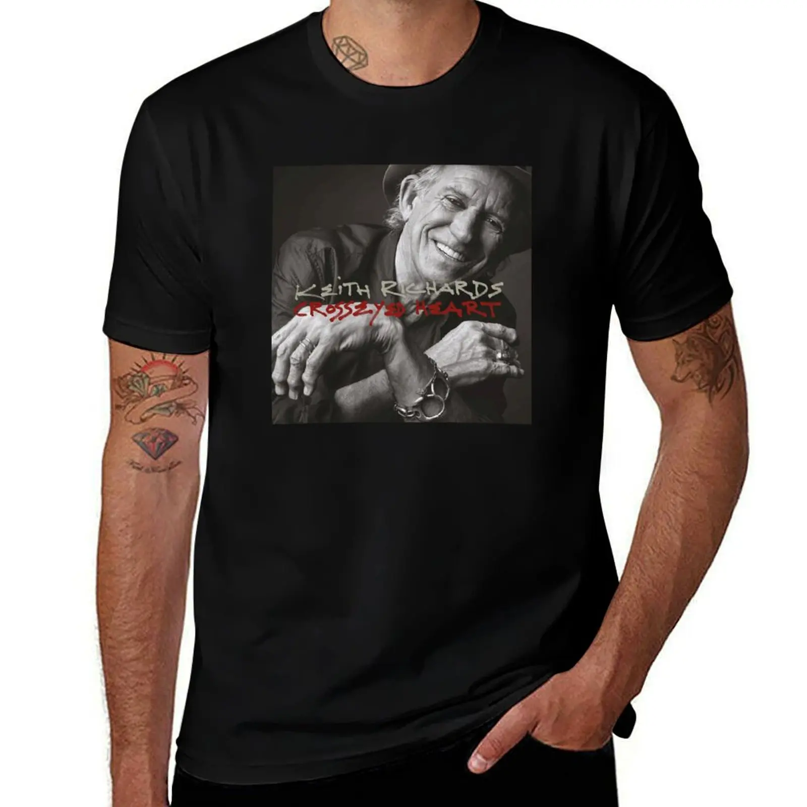 

Kéith Ríchárds Crosseyed Heart Album Cover T-Shirt men t shirt cotton 100% t shirt custom print
