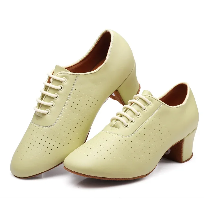 Sapatos de dança de couro de fundo macio para mulheres, interior, moderno, jazz, latino, respirável, feminino, dançando, fitness, esporte