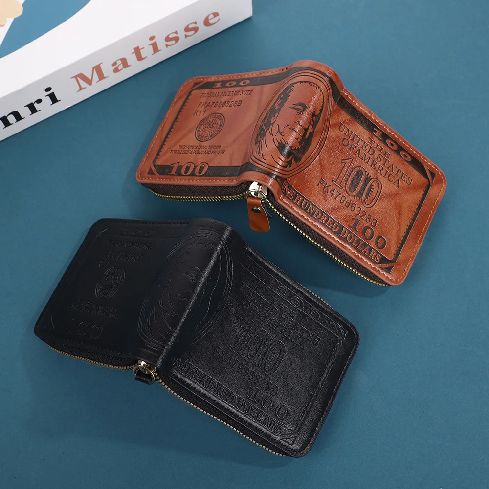 محفظة ريترو خفيفة الوزن للرجال محفظة قصيرة محمولة للعملات المعدنية محفظة أنيقة بسحاب للعملات المعدنية للمناسبات الرسمية والاستخدام اليومي والسفر