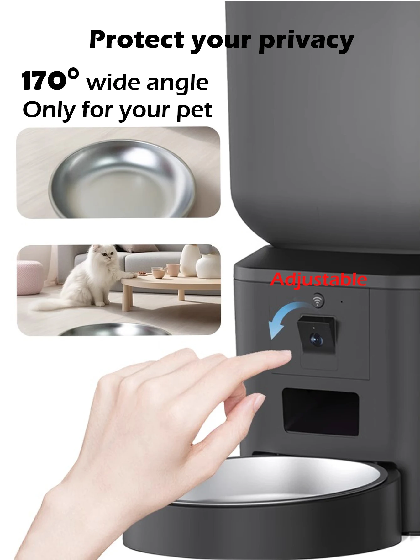 1080pカメラ付き5G対応自動給餌器。Wi-Fi接続で動画 - Smart Pet Feeder Camera 1080P Wifi のレビューと価格