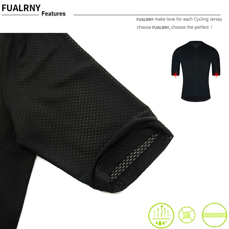 FUALRNY Black 2022 Cycling Jersey Anti-Pilling Eco-Friendly Bike Clothing Road Team Bicycle Wear Shirts shipped within 24 hours