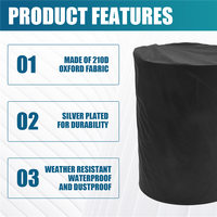 ABMR-BBQ Grill Cover 210D Grill Cover For Weber Charcoal Kettle, Waterproof Black Smoker Cover Round Grill Covers Gas Outdoor