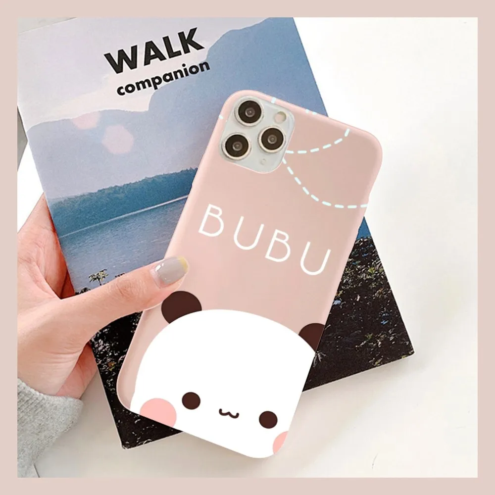 BuBu DuDu Cartoon Phone Case for iPhone 14 11 12 13 Mini Pro Xs Max 8 7 6 6S Plus X XR Solid Candy Color Case