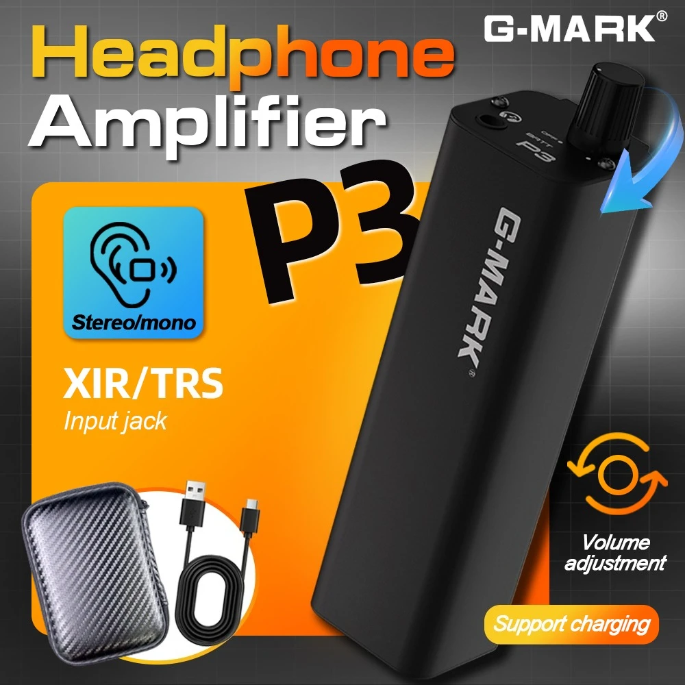 Amplificador de monitor intra-auricular G-MARK p3 metal bateria de lítio embutida pessoal portátil beltpack amplificador de fone de ouvido estéreo/mono