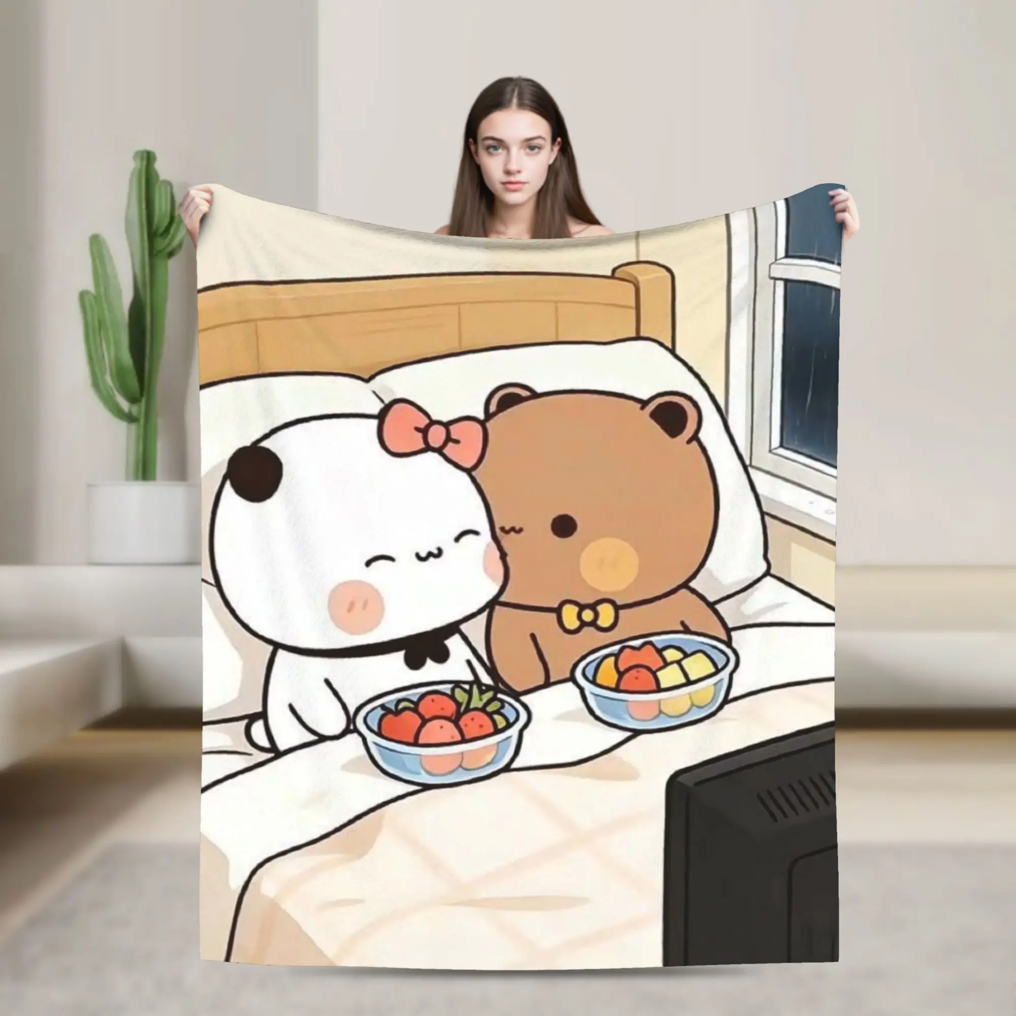 Cartoon Panda Bubu Dudu Coral Fleece Plush Throw Blankets  Blanket for Bedding Office Warm Bedspread