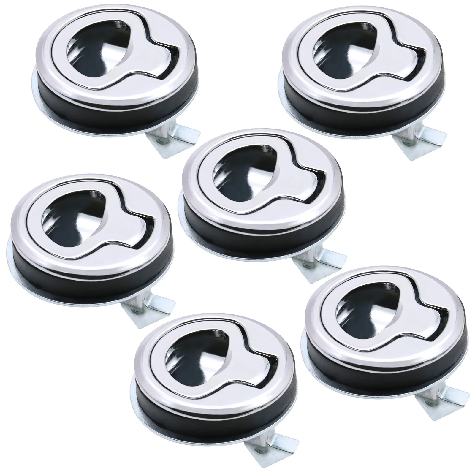 2/4/6/10Pcs Round Flush Pull Slam Latch Non Key for RV Boat Marine Marine Deck Locker Steel Boat Flush Pull Hatch Slam Latch