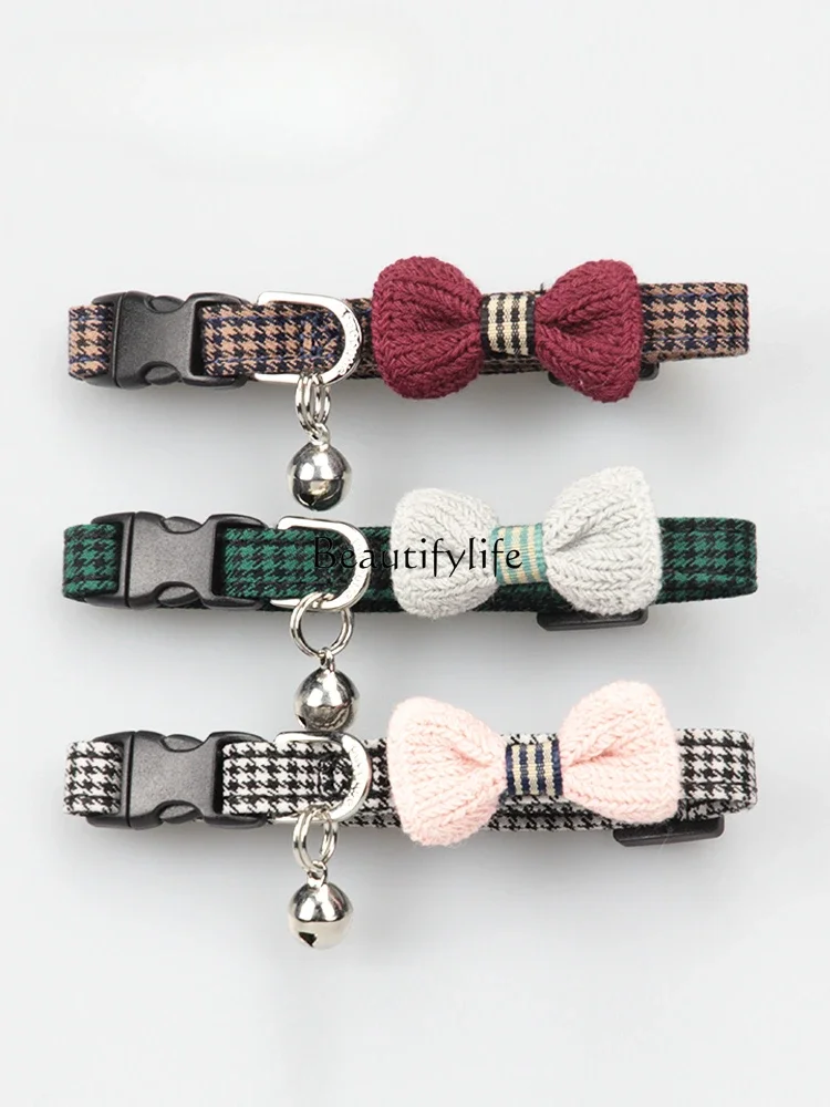 

Y Cat Collar Bell Knitted Bow Tie Pet Decorations