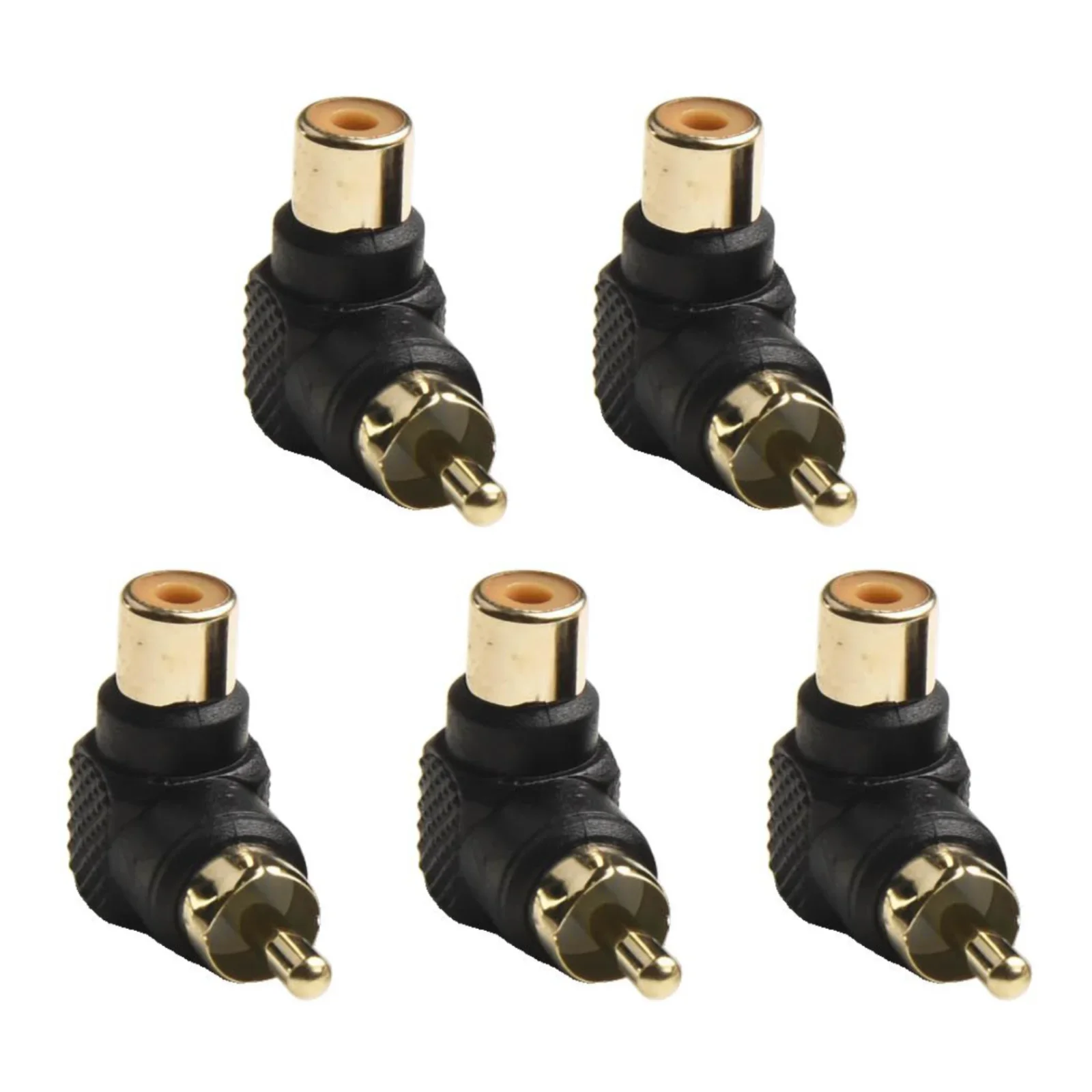 5pcs For RCA Audio Connector Adapters Ltype Right Angle Male To Female For Secure And Space Efficient Audio Cable Connections