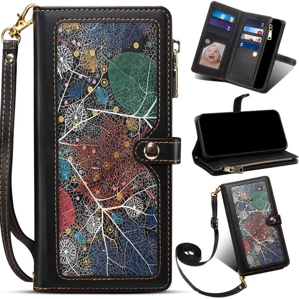 For Xiaomi 14T Pro 15 5G 2024 Luxury Case RFID Crossbody Zip Wallet Leather Funda Xiaomi 14 Ultra Flip Cover Mi 15 14 T Pro Etui