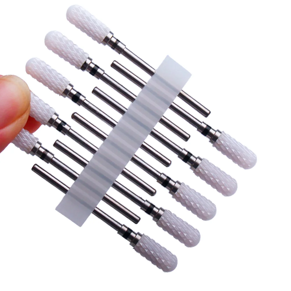 Nail Drill Bit Set 10pc Ceramic Milling Cutters for Manicure Machine Electric Files Drills Gel Polish Remove Burr Tools