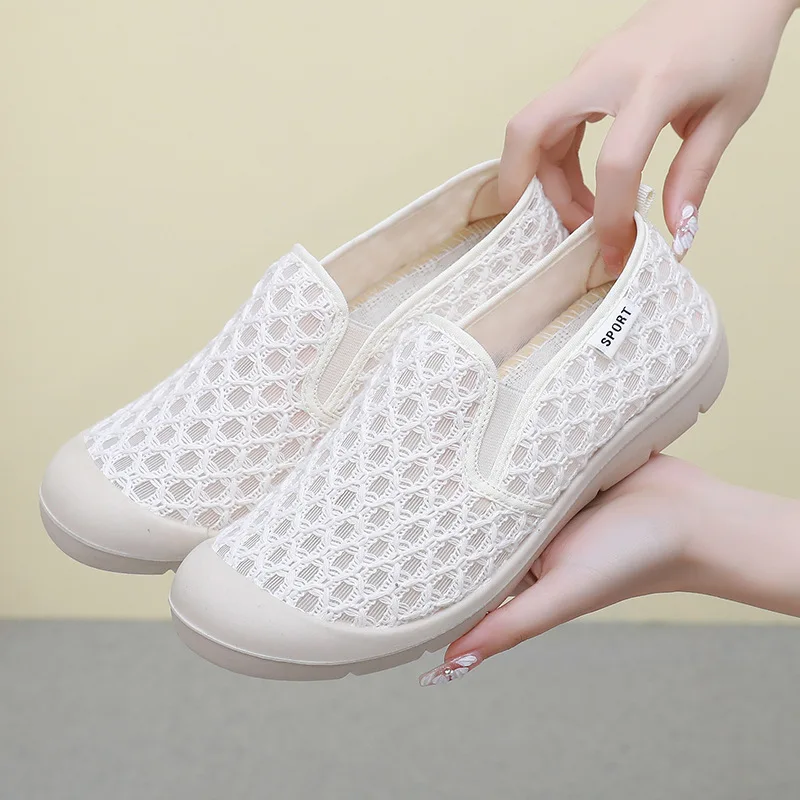 

Women Flat Shoes for Summer Soft Sole Comfort Non Slip Casual Shoes Breathable Hollow Mesh Lightweight Round Toe Female Loafers