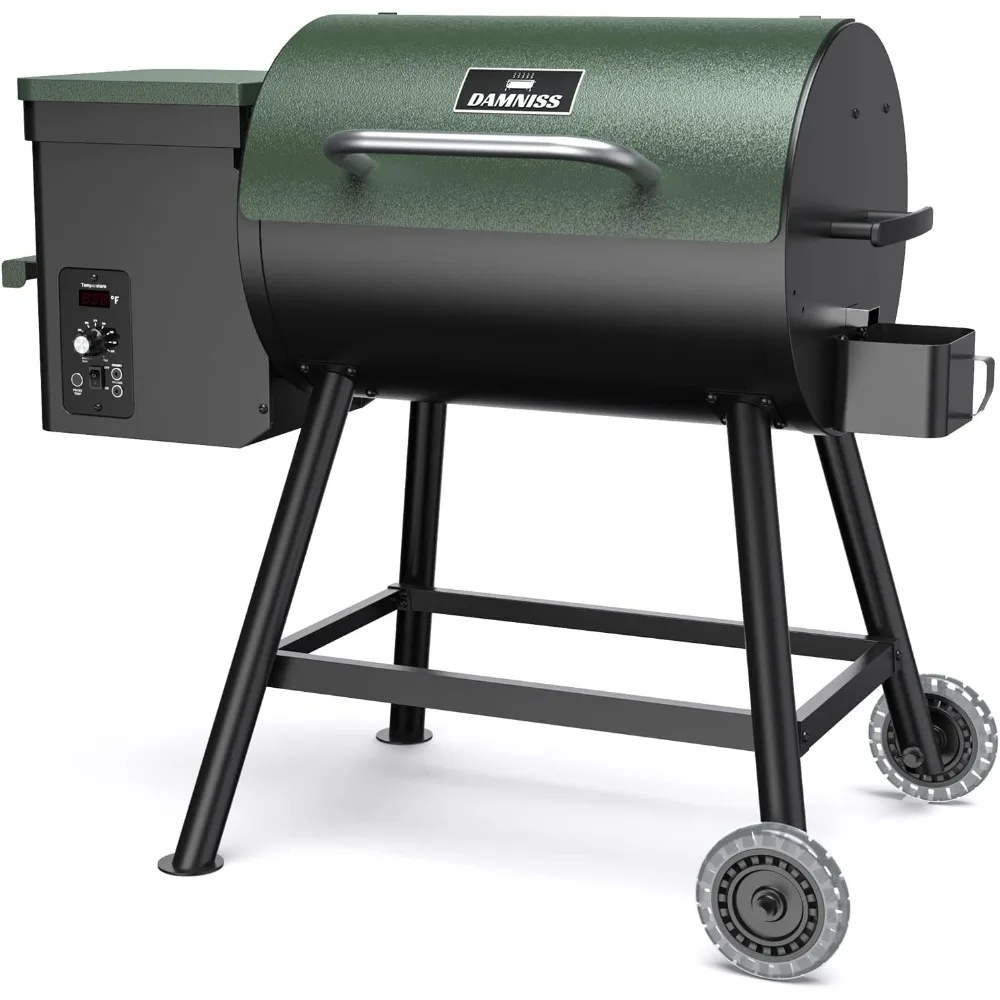 Grill & Smoker, 6-in-1 Pellet Grill PID Automatic Temperature Control with Rain Cover 457 Sq. in Area for Outdoor