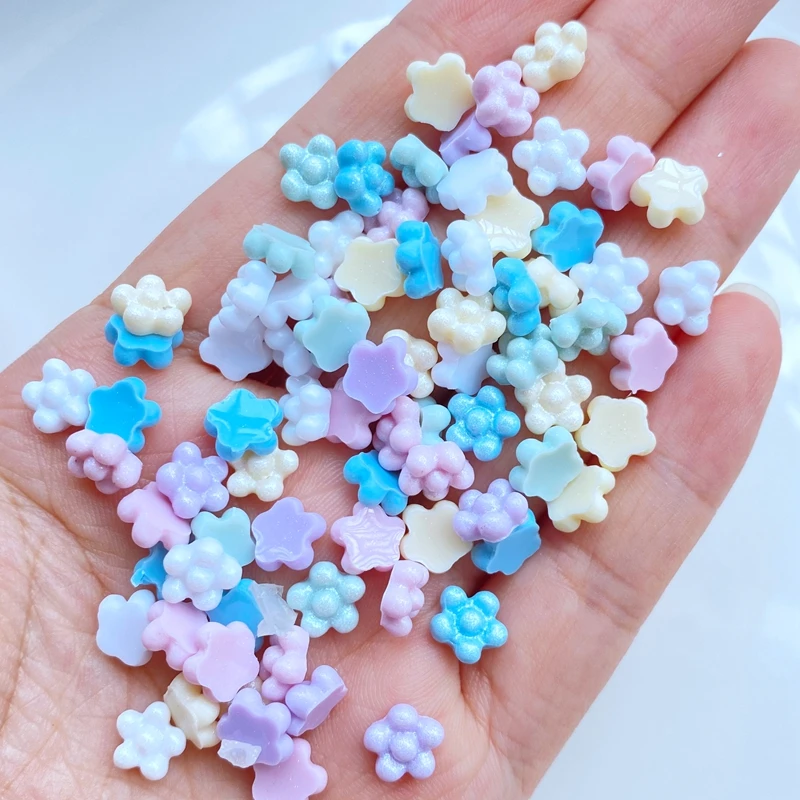 100Pcs New Cute Mini 7mm Floret Resin Flatback Ornament Jewelry Making Hairwear Accessories