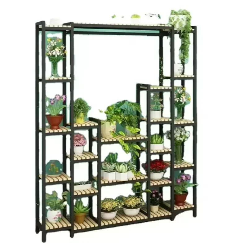 

modern simple outdoor garden yard metal flower racks