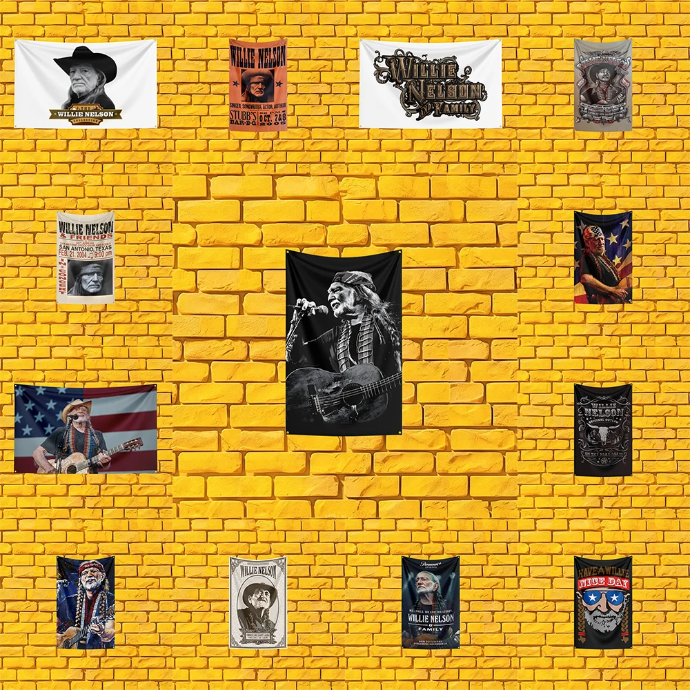 Willie Nelson Style Rock Flag 3x5 FT 90x150cm Polyester Wall Hanging For Concert Decor Music Lover