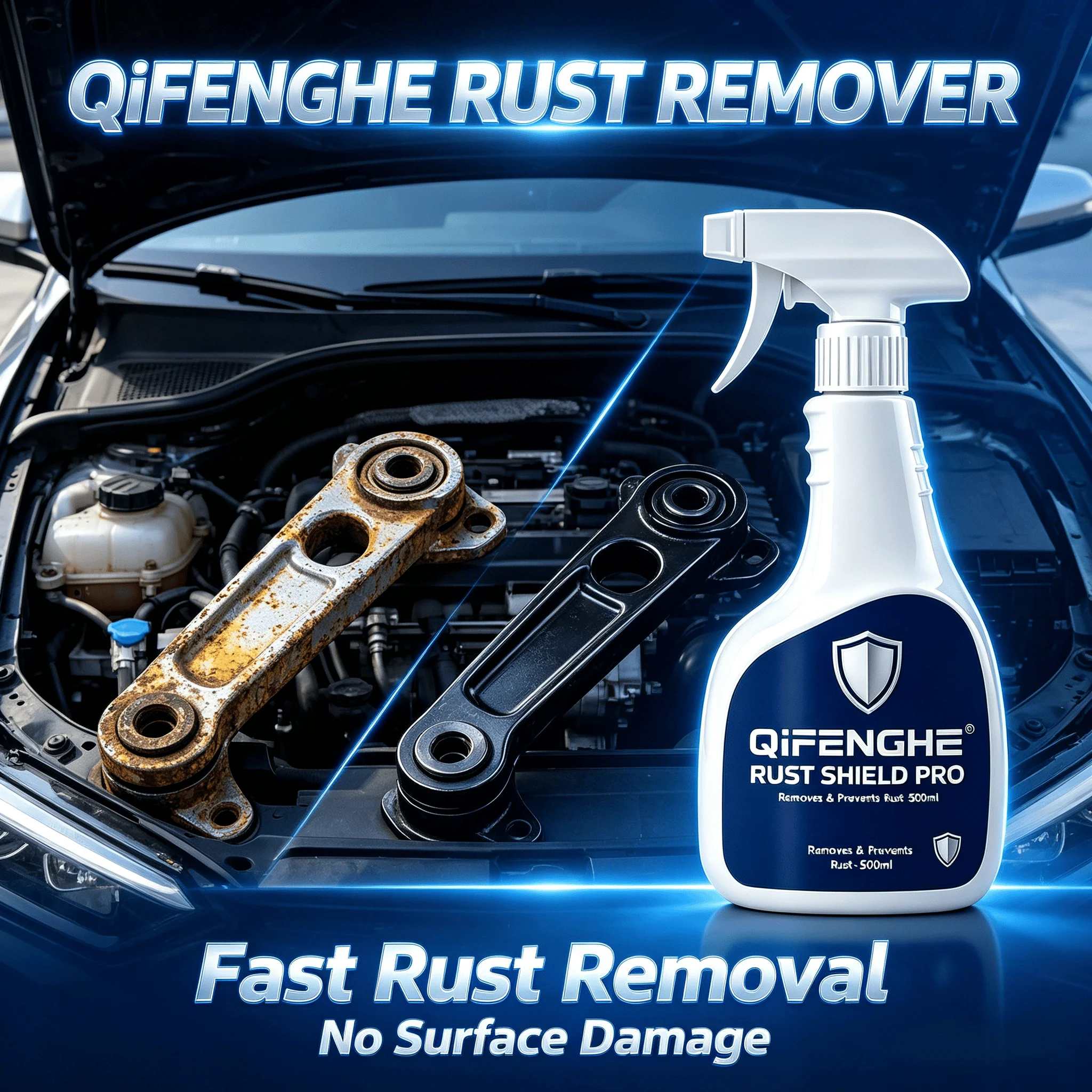500ml BEST SELLER Rust Remover Spray, Fast Acting Multi-Surface Rust Cleaner, No Damage No Residue for Car Wheels Metal Tile Hom
