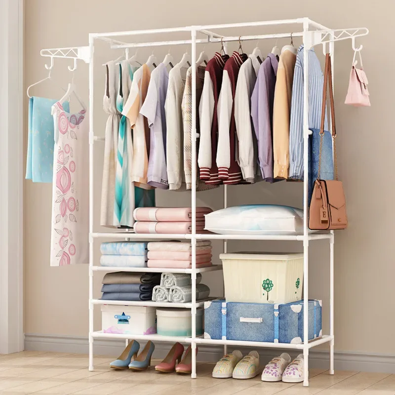 Freestanding Floor Coat Rack Large Capacity Simple Assembly Clothes Hanger Multifunctional Organizer for Bedroom Coat