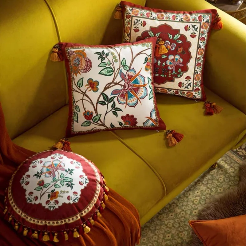 Red Joyful Pillows Holiday French Style Cushion Case Luxury Velvet Decorative Pillow Cover For Sofa Chair Home Decorations