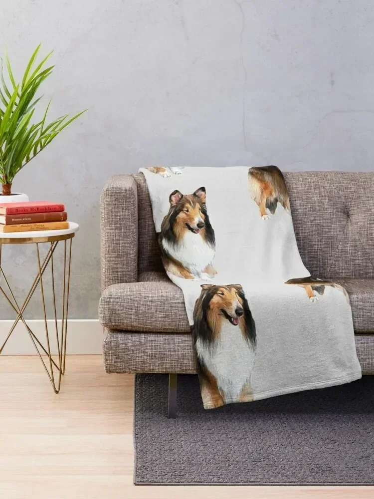 Rough Collie Stunning Look! Throw Blanket valentine gift ideas Personalized Gift decorative Polar Blankets