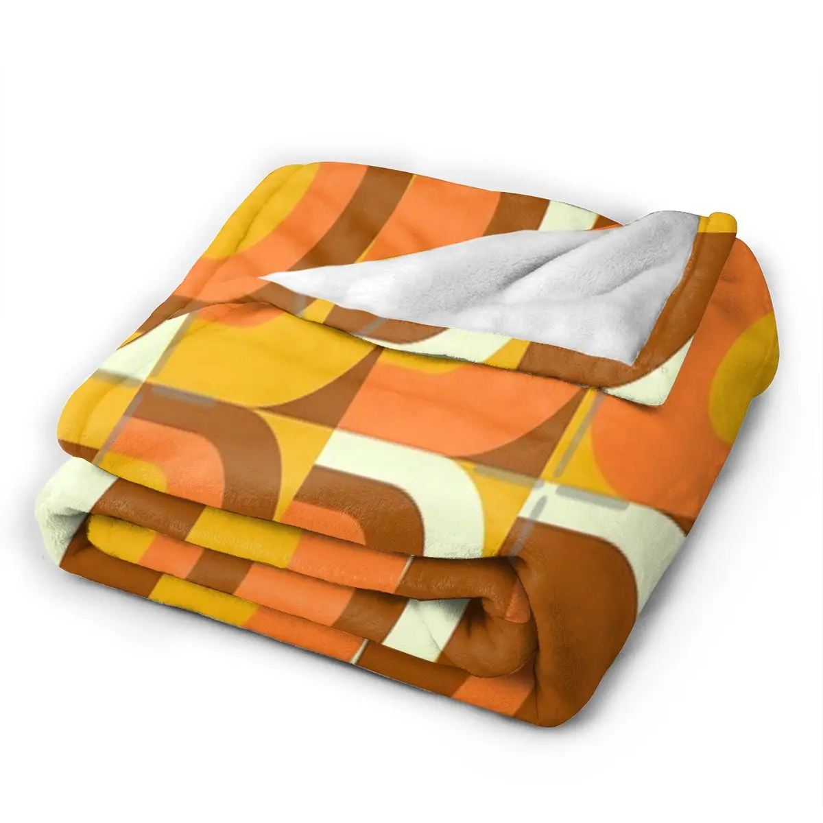 70s Pattern Retro Inustrial In Orange And Brown Tones An Ultra-Soft Micro Fleece Blanket