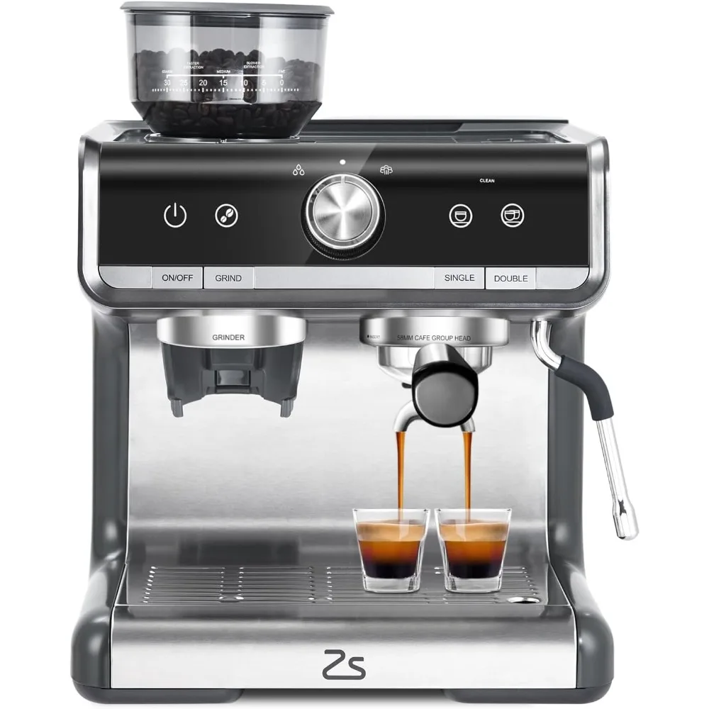 20 Bar Coffee Maker with Milk Frother Steam Wand, Semi-Automatic Coffee Machine for Cappuccino, Latte, Fast Heating,