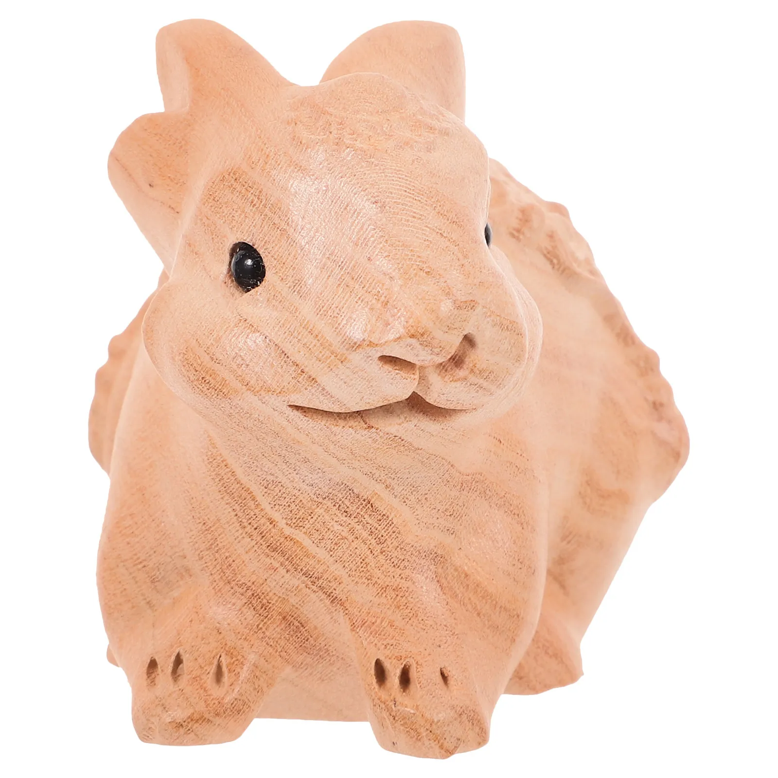 Wooden Meticulously Carved Bunny Decor Home Statue Sculpture Living Room Fireplace Desktop Garden Outdoor