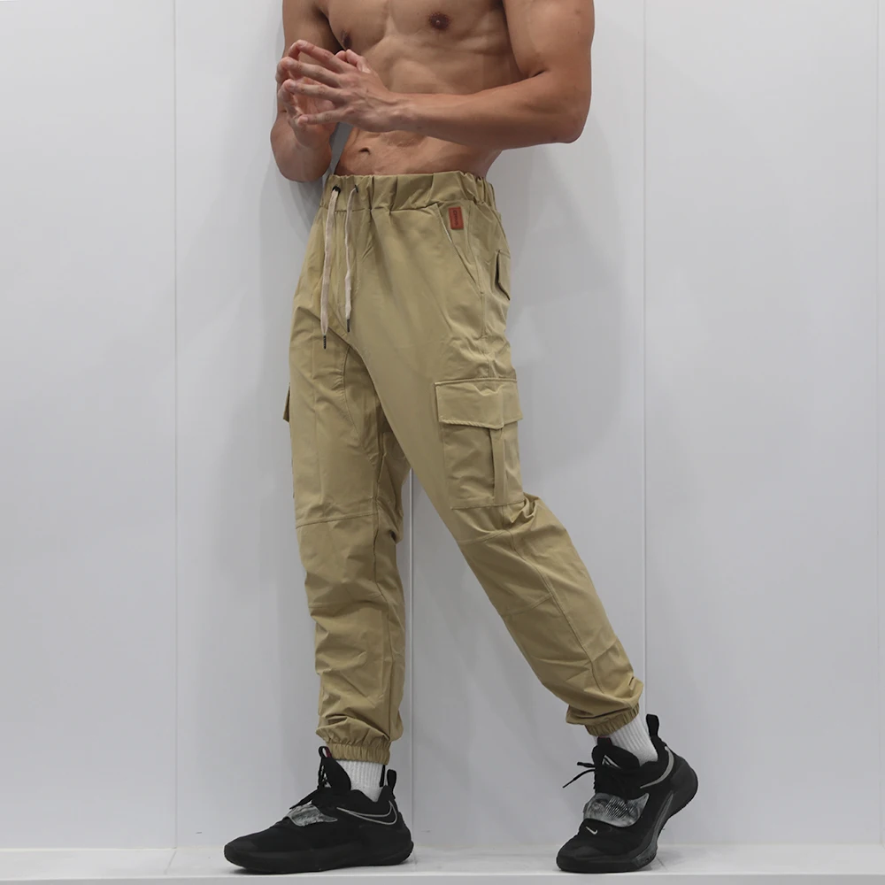 Men Casual Workout Pants Streetwear Cargo Multi-pocket Pants Autumn Trousers Elastic Drawstring Sweatpants