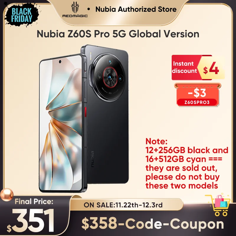 Nubia Z60S Pro Global Version 5G Android Cellphone Snapdragon 8 Gen 2 50MP Triple Camera 120Hz 6.78