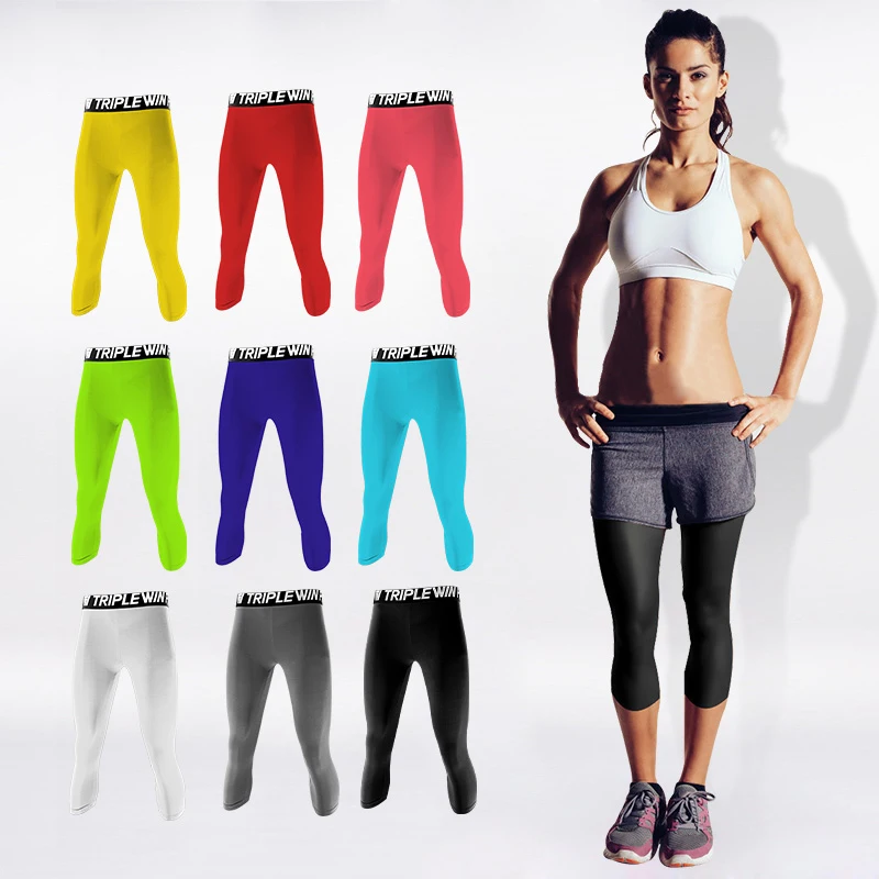 Lato kobiety Capri legginsy do biegania spodnie kobiece koszykówka piłka nożna piłka nożna ćwiczenia Fitness Sport 3/4 krótkie legginsy spodenki 41