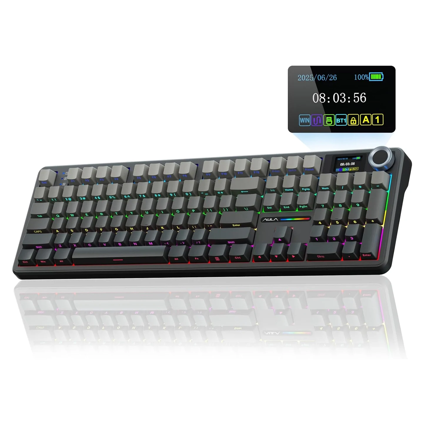AULA F108 pro Mechanical Keyboard Three-mode Bluetooth /2.4G/ Wired Customized Full-key Hot-swapable Gasket Structure RGB Light