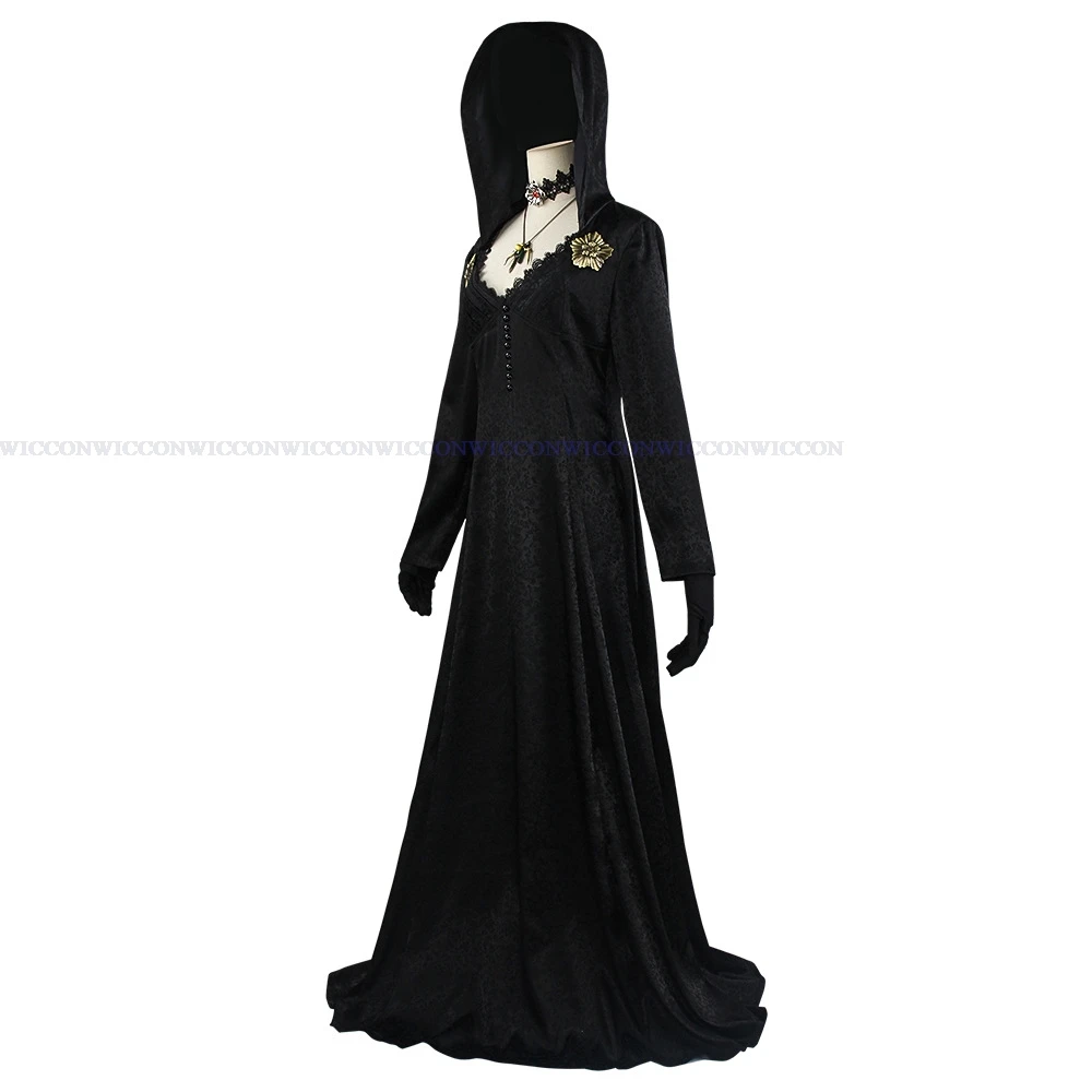 Alcina-vestido de Cosplay Dimitrescu para mujer, traje blanco de terror, estilo de pueblo, para Halloween