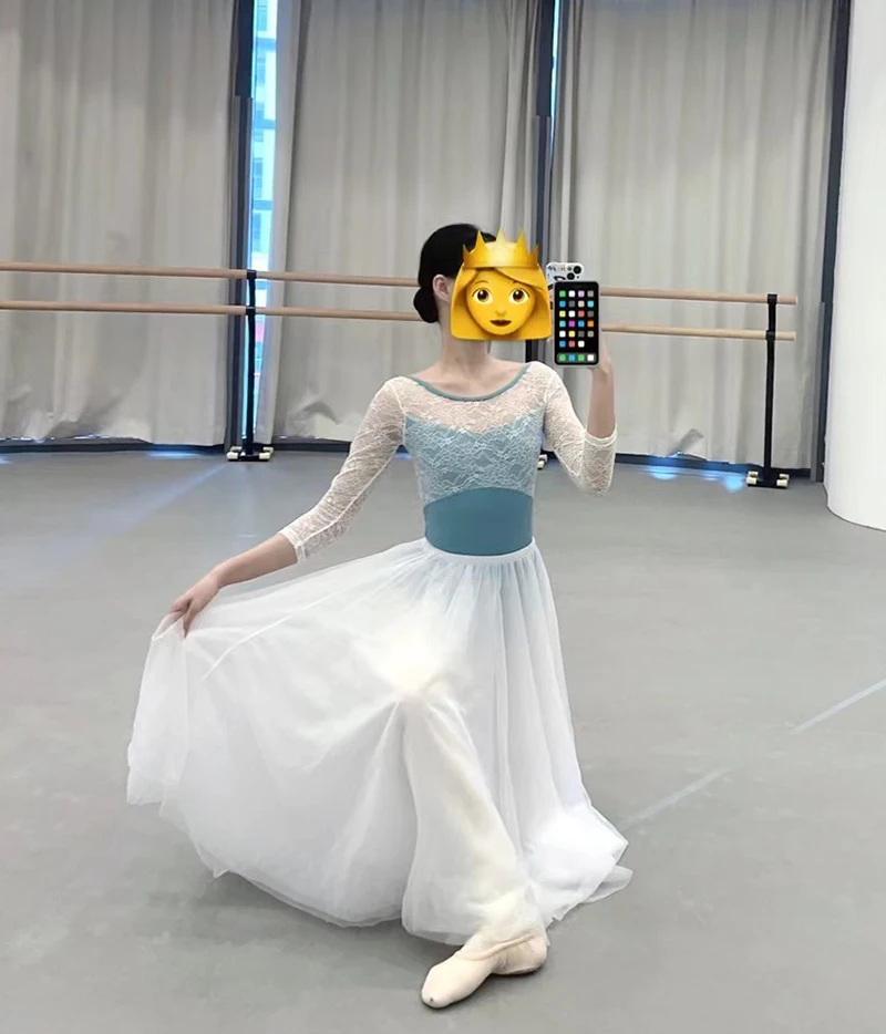 Collant de dança ballet feminino, manga longa, prática para adultos, prática elegante de ginástica alta qualidade