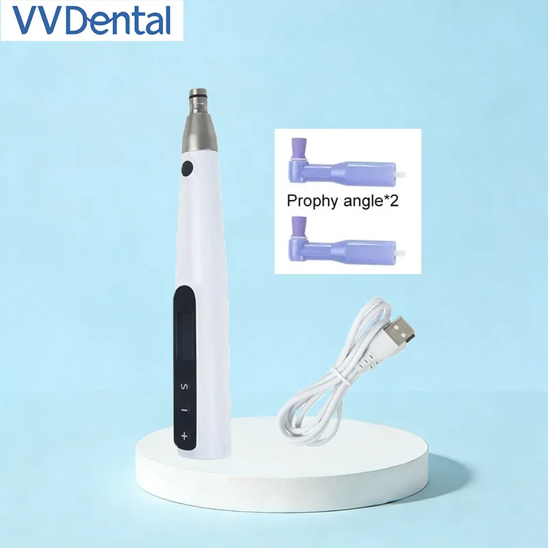 

Portable Dental Electric Polisher Rechargeable Wireless Dental Prophy Handpiece LED Display 6 Speed Settings for Teeth Polishing