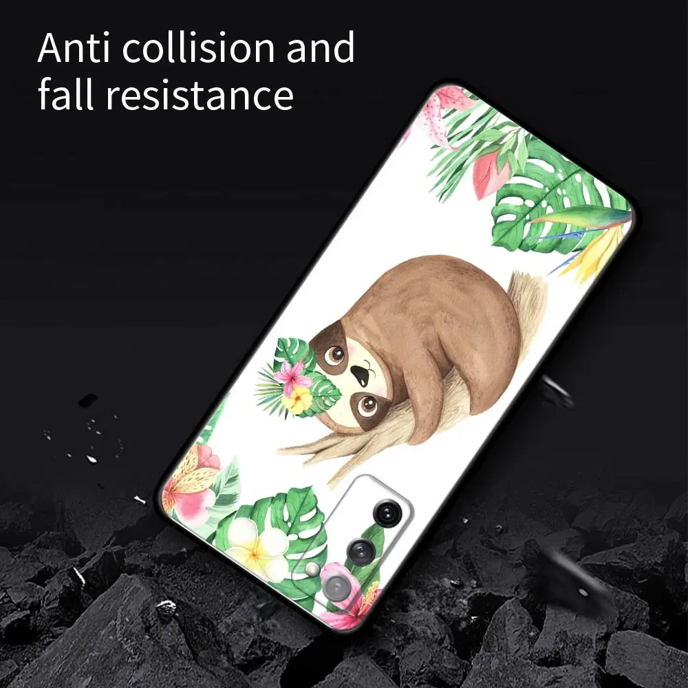 Divertente bradipo Flower S24Ultra custodia per Samsung Galaxy S21 S20 FE S22 Ultra S10 S23 5G S24 Plus Soft Cover Funda Tree Sloths Animal