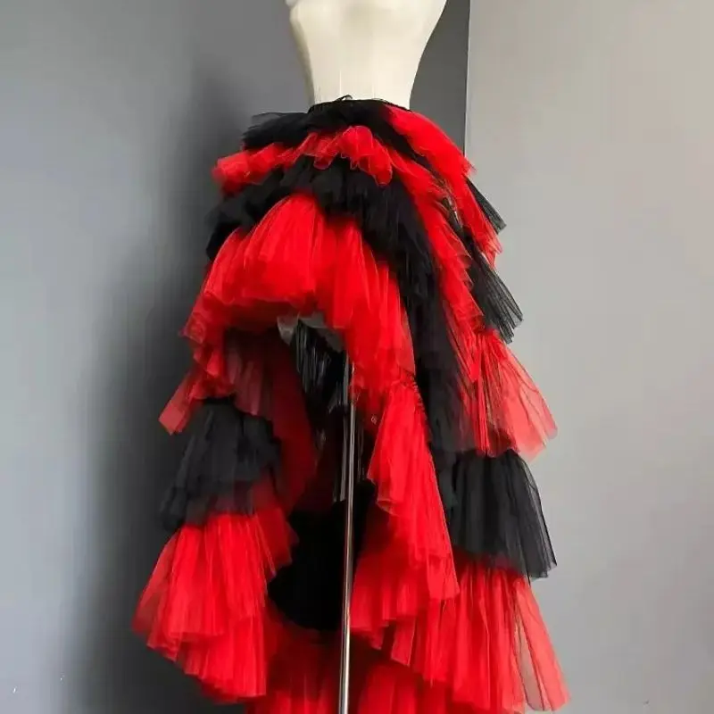 Fashionable Detachable Tails Red And Black 100cm length Tiere Layers Tulle Party Removable Train Bridal Decorate Accessories