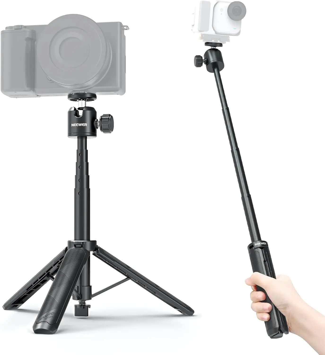NEEWER Ausziehbarer Selfie-Stick-Stativ, Metallständer-Handgriff für Canon G7X Mark III Sony ZV-1 RX100 VII A6400 A6600 Nikon – Detail 1