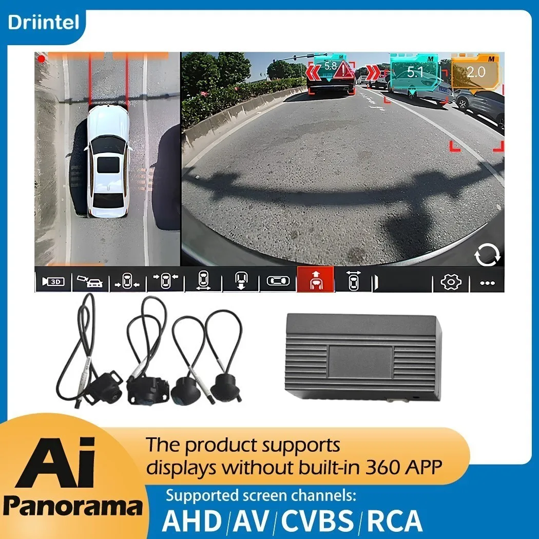 Driintel 1080P Visión alrededor 360 °   Sistema panorámico Cámara 3D Car Surround Revisión circular panorámica Grabadora DVR Monitoreo