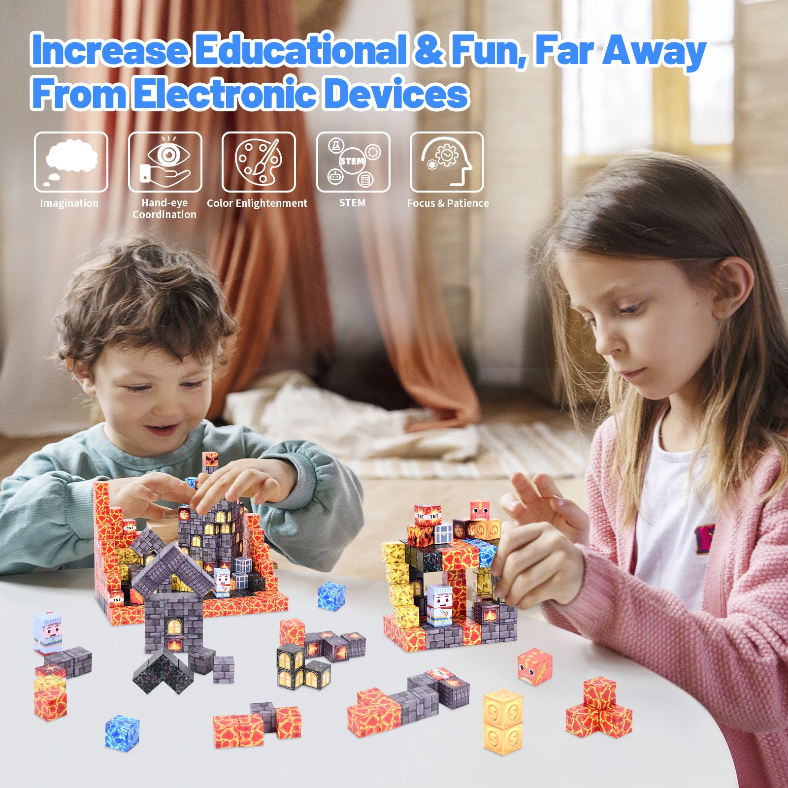 2025 Blocs magnétiques aléatoires 1 pièce 100 pièces |   Jouets sensoriels STEM Montessori, couleurs vives, construction gratuite, âgés de 3 ans, cadeau de vacances haut de gamme