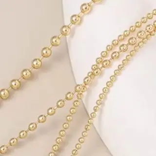 

14K Gold-Plated round Bean Bead Chain Bulk Semi-Finished DIY Necklace Accessory Material Chain Jewelry Making Supplies